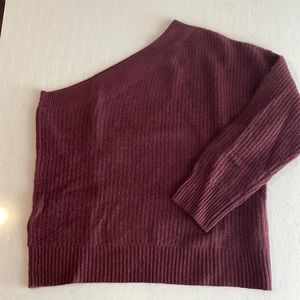 *SOLD* 360 Cashmere “Lena” one-shoulder sweater in merlot NWT 100% Cashmere